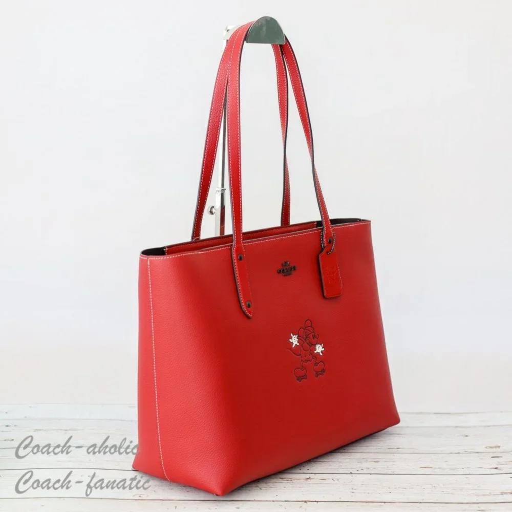 NWT 89975 Disney X Coach Central Tote With Zip With Mickey Mouse Motif in Red - Picture 4 of 12